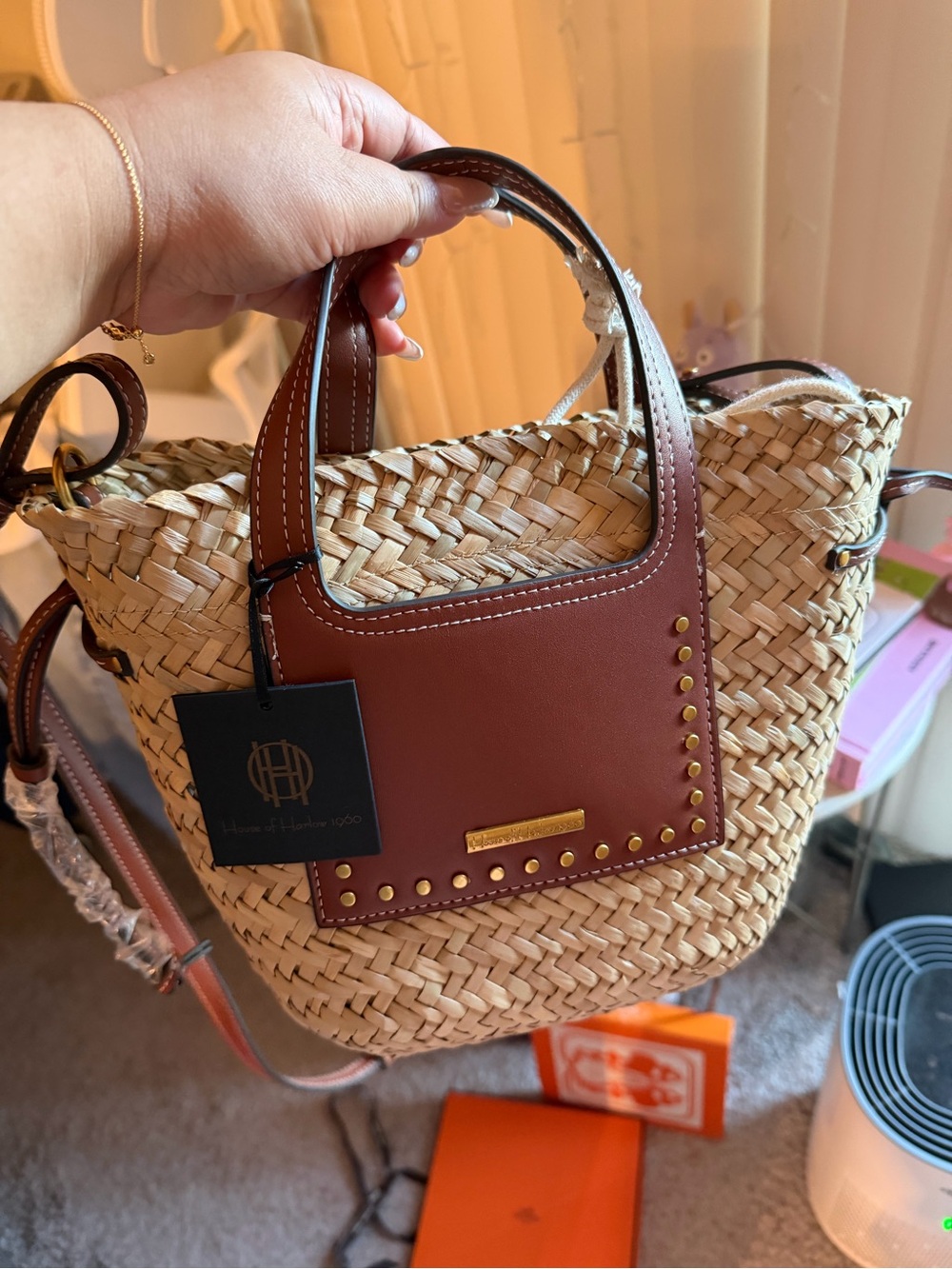 BRAND NEW HOUSE OF HARLOW RATTAN BAG 
#summer